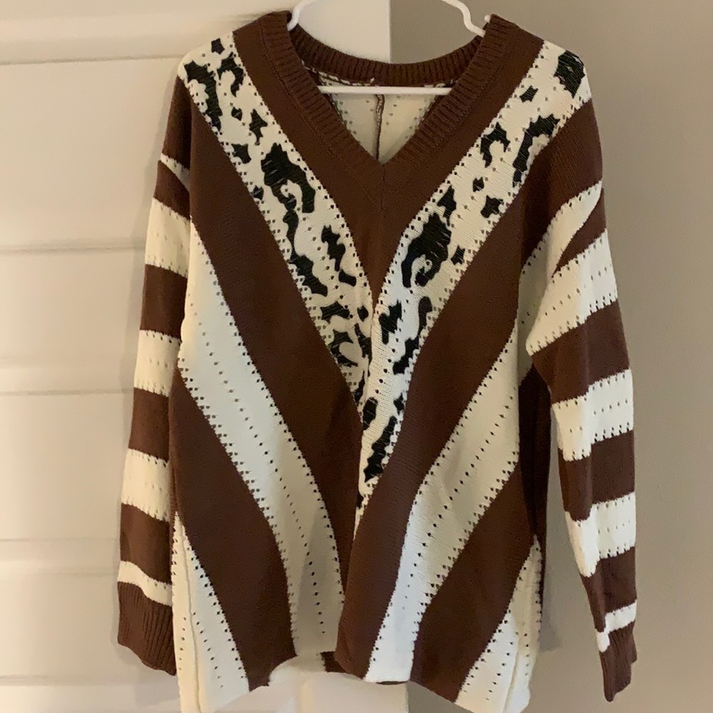 Brown and cream sweater